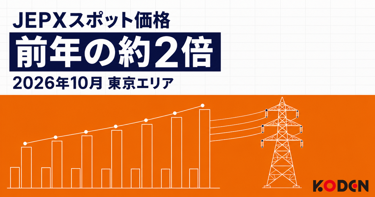 JEPXスポット価格は前年の約2倍。2026年10月の東京エリアを示すサムネイル