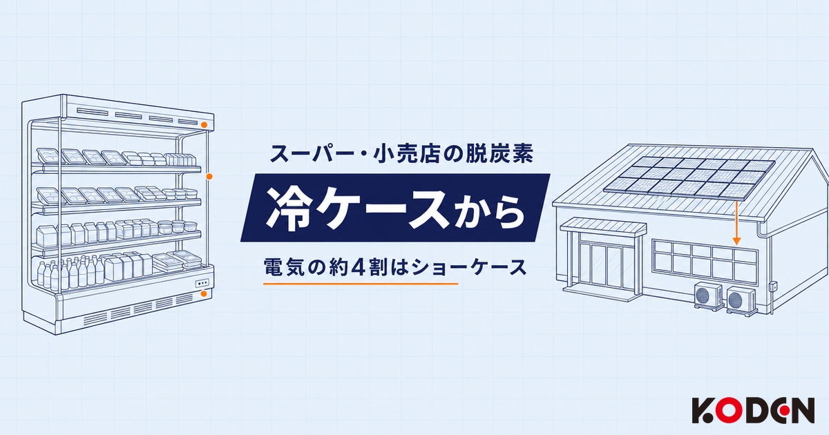 スーパー・小売店の脱炭素。電気の約4割はショーケース——冷ケースから始める、を示すサムネイル