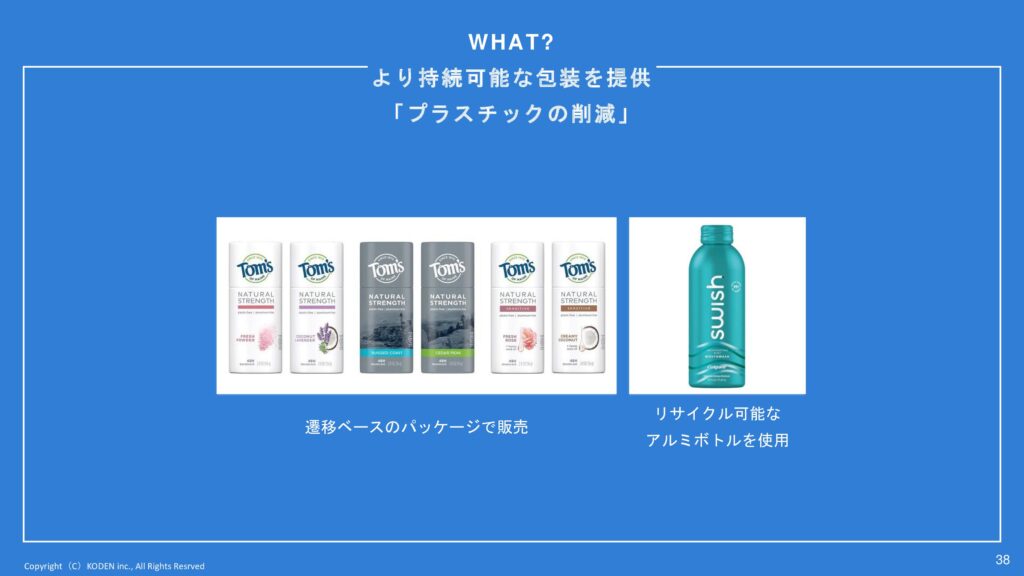 プラスチックの削減している商品の写真